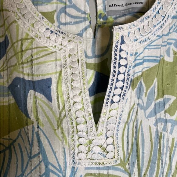 ALFRED Dunner Women's Top Floral Pattern with Lace Size 14 Petite - Picture 4 of 12